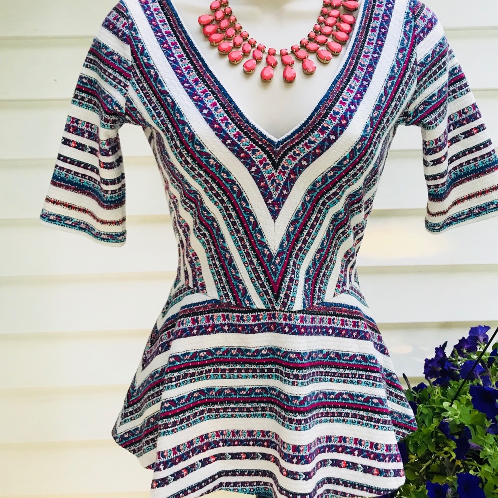 Anthropologie Deletta Peplum Vneck blouse -Size XS
